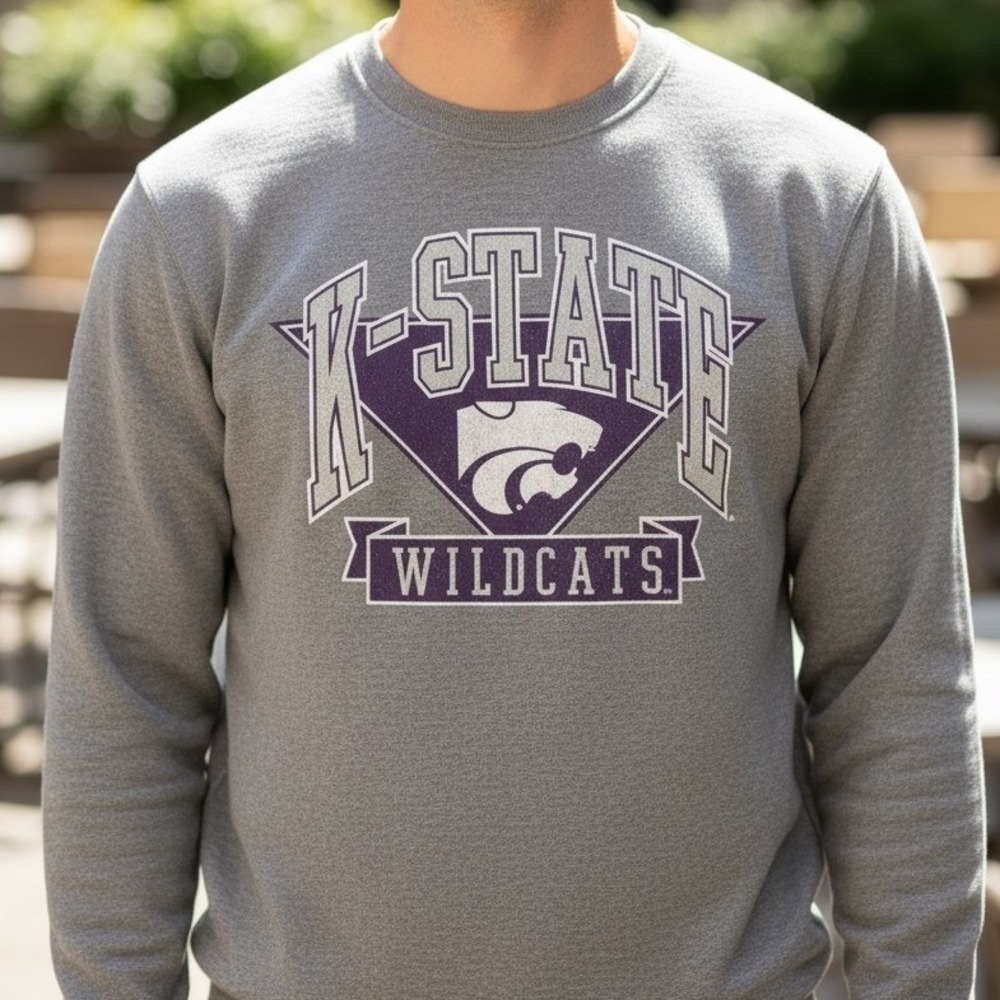 Captivating Kansas‎ State Wildcats Crewneck Sweatshirt Gray K-State Mens 2XL NWT